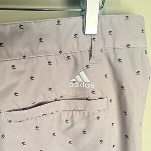 Adidas Golf Men's gray on gray Trees all Over flat front Shorts 36 9" inseam